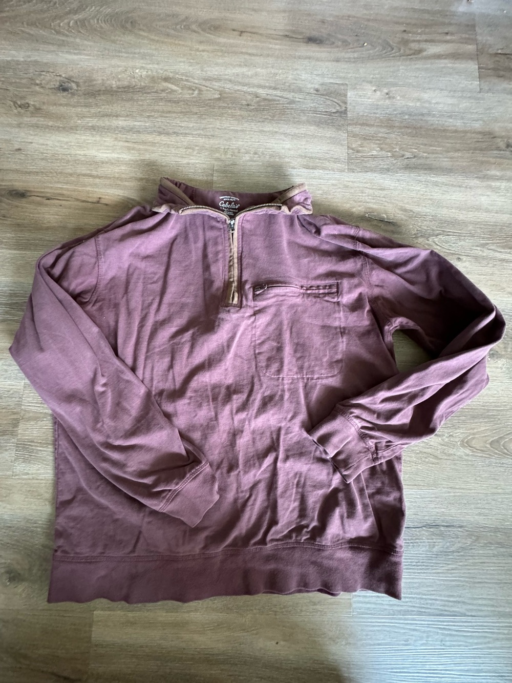 Large Chestnut Quarter-Zip Pocket Sweater - Cabelas